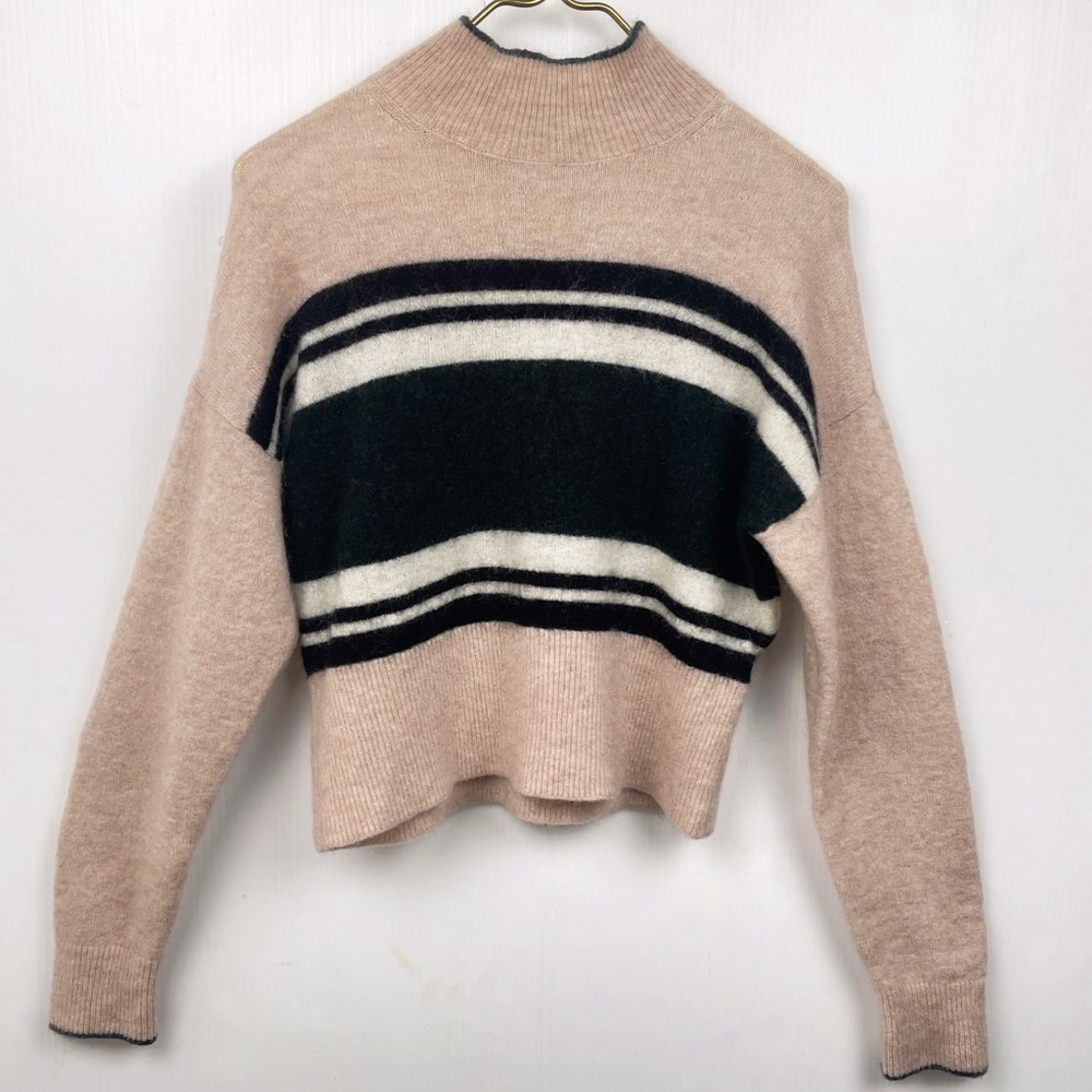 & Other Stories Striped Mock Neck PulloverMohair & Wool Blend Sweater XSmall